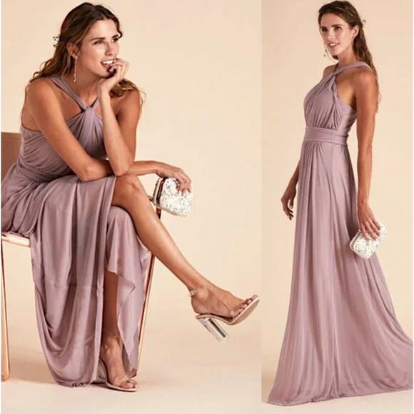 Birdy Grey Kiko Maxi Dress Halter Ruched Long Formal Bridesmaid Gown Curve Mauve - Picture 14 of 14